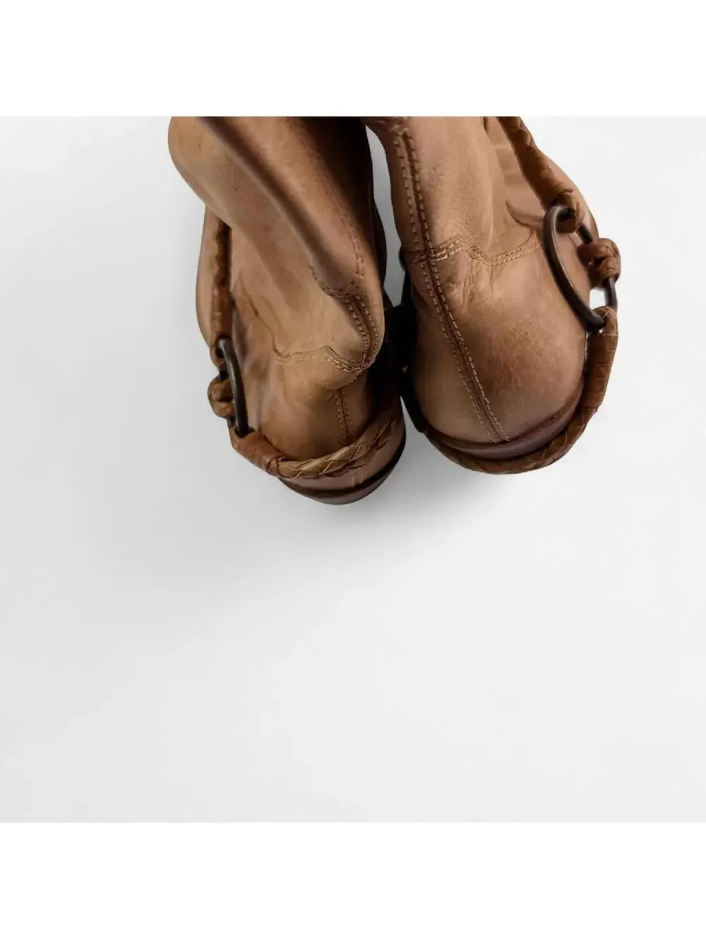 Tan Leather O Ring Harness Western Boots in Tan